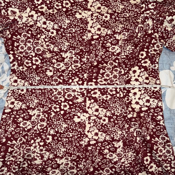 HYACINTH HOUSE Maroon Floral Front Zip Begonia Mini Dress, size large, NWT - Picture 7 of 8